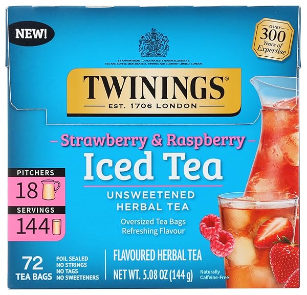 TWININGS, TEA ICED HERBAL STRAWBERRY RASPBERRY, 72 COUNT