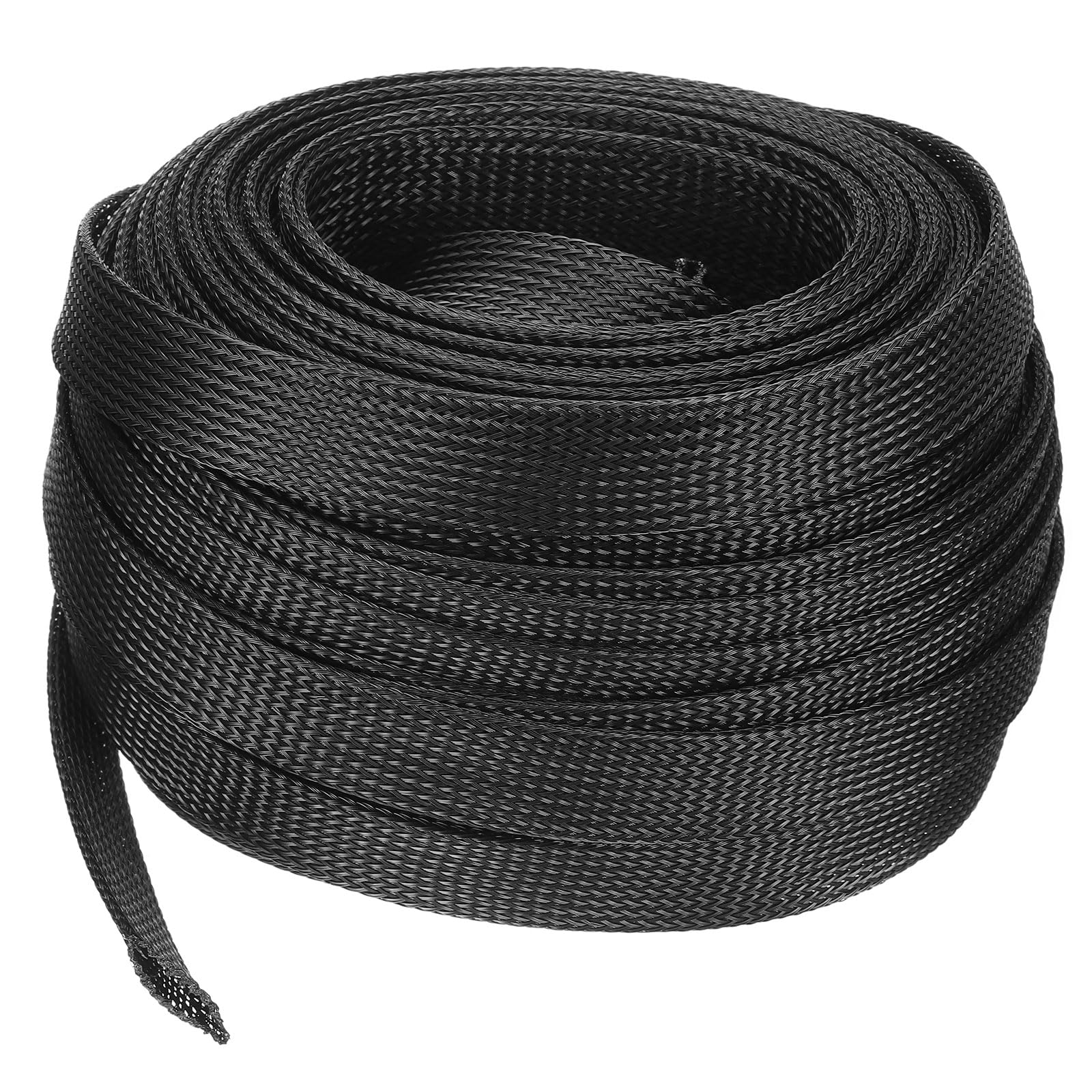 UXCell 1 Inch Expandable Braided Cable Sleeve - 100ft PET Black for TV/Computer/Home Theater/Other Home Devices