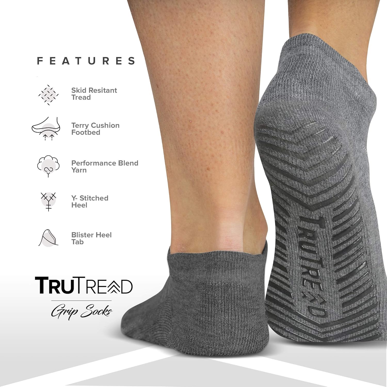 TruTread Non Slip Grip Yoga Socks for Women & Men - Non Skid Hospital, Yoga, Barre, Pilates, 6 Pairs: Clothing