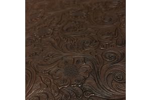 SARANDAVE Tooled Faux Leather Western Cowboy, Floral Embossed Vinyl, Craft DIY and Upholstery Textured PU Pleather Fabric - Individual 1 Yard Cut 36"x54" (Chocolate)