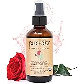 PURA D'OR Organic Rose Water Toner (4oz / 118mL) Eau Fraiche, 100% Pure Full Skin Hydration, Control Excess Oils & Acne - Cle