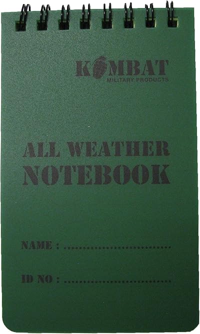 Kombat UK All Weather 50 Page Waterproof Military Mini Notebook 5x3in