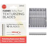 Feather Styling Razor Texturizing Blades, Single Edge Guarded Blades 10 Pk | Hair Cutting, Thinning, Texturizing, Shaping, Styling, Japanese Stainless Steel Blades, Less Blade Exposure, Made in Japan