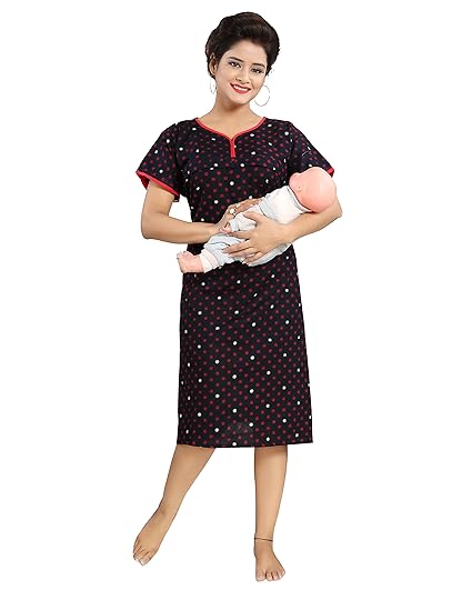 Women's Short Feeding Nighty - PSN090 Black