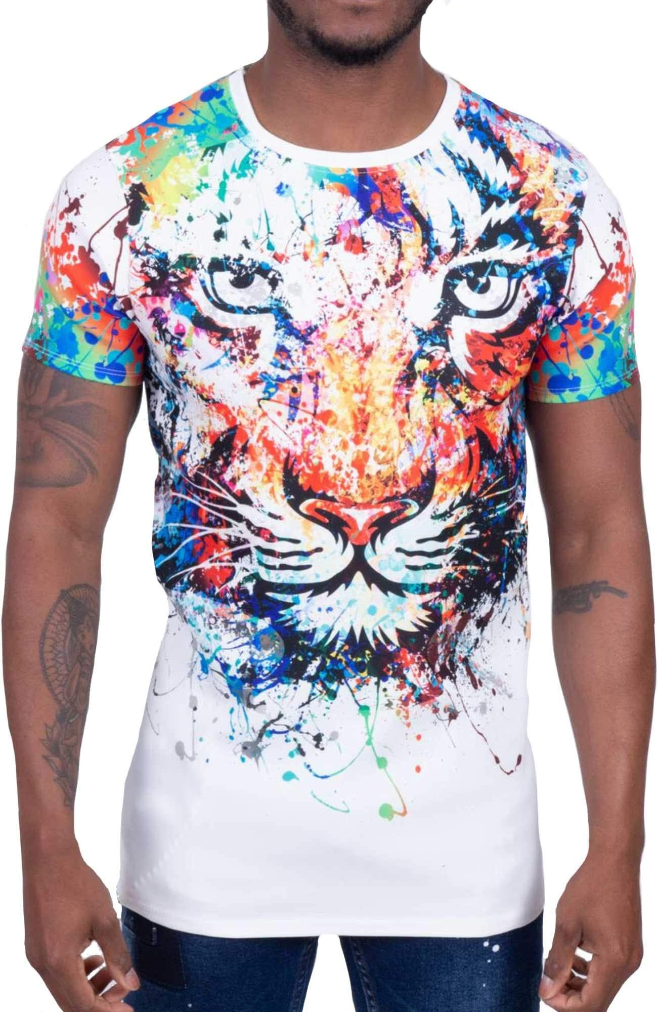 Uniplay White T-Shirt with Multicoloured Patterns and Sparkles