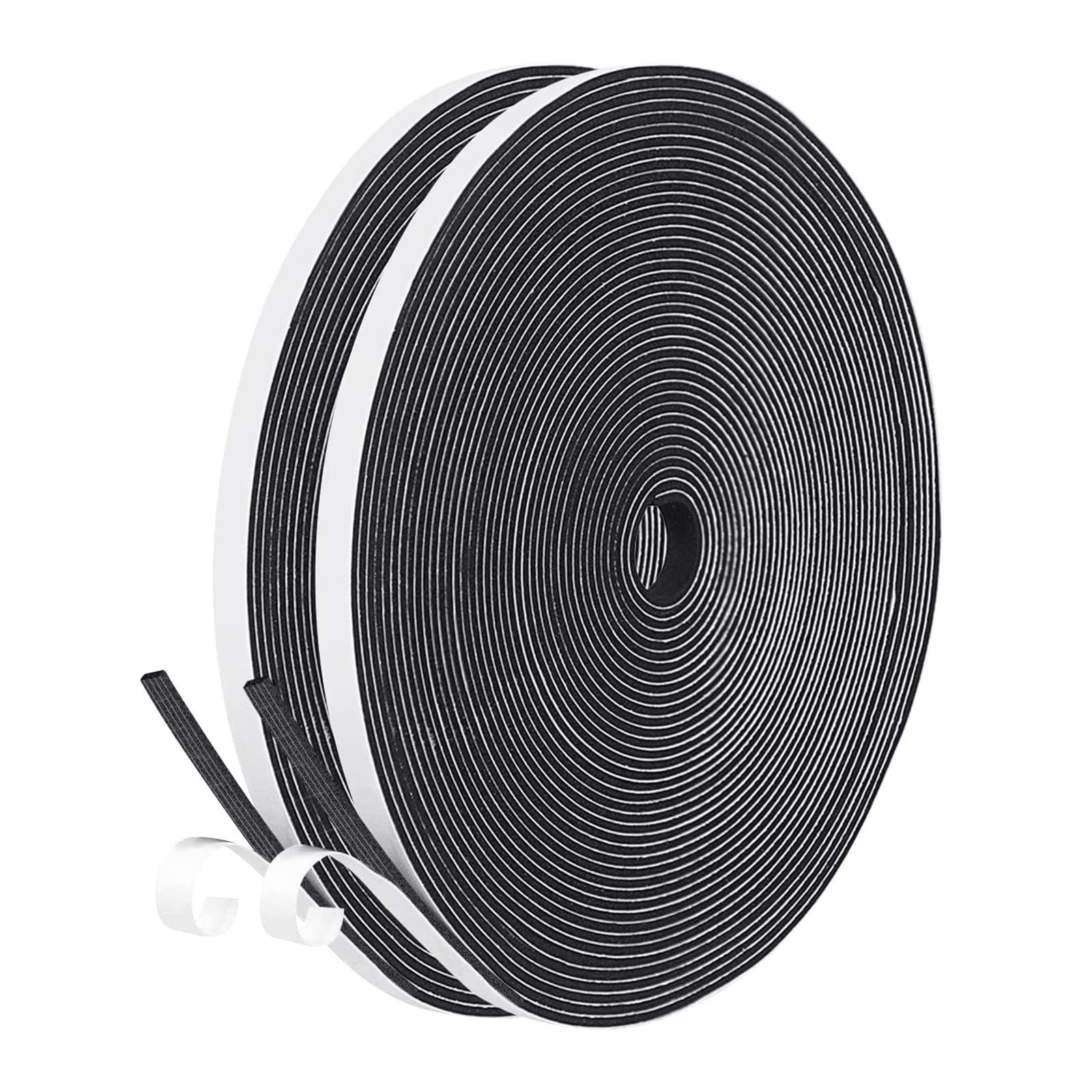 fowong Draught Excluder Tape, 2 Rolls 6 mm(W) x 1.5 mm(T) Total 20M Long, Window Draft Excluder for Window Insulation, Foam Draught Excluder Tape for Windows and Doors Gap Sealing, Weatherproof, Black