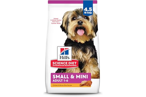 Hill's Science Diet Small & Mini, Adult 1-6, Small & Mini Breeds Premium Nutrition, Dry Dog Food, Chicken & Brown Rice, 4.5 lb Bag