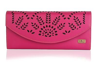 K London Floral Womens Clutch Purse Women Wallet (Pink,Black) (1601_Pink)