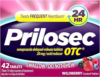 Amazon Com Prilosec Otc Wildberry Frequent Heartburn Medicine And prilosec otc wildberry frequent heartburn medicine and acid reducer tablets 42 count omeprazole proton pump inhibitor a ppi