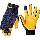 FEISHDEK Kids Genuine Leather Work Gloves, Safety Gloves, Touch Screen, Reflective, Breathable Design, for Children Age 2-12