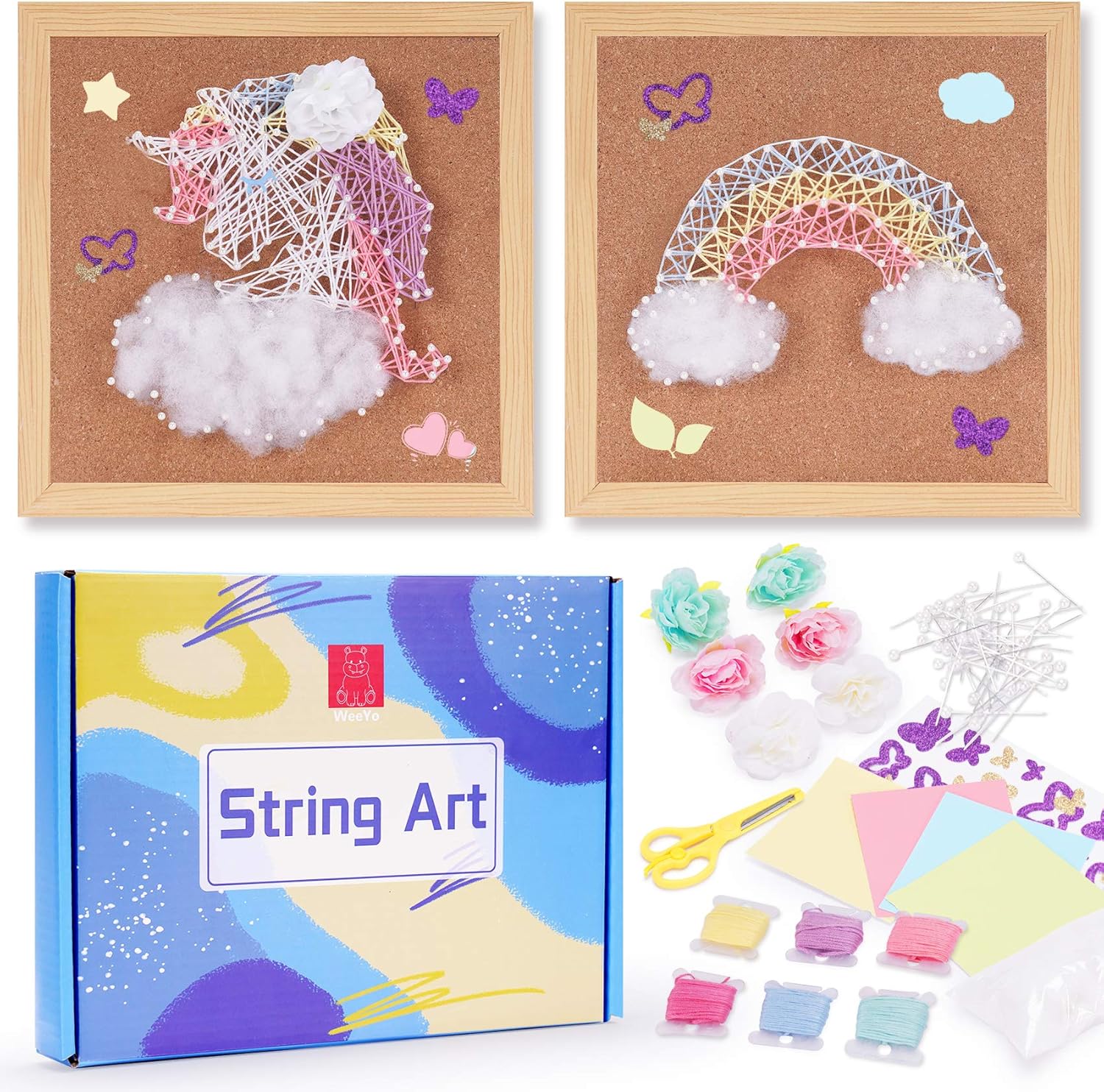 WeeYo DIY String Art Kit for 2 Fun Arts & Crafts Projects (10