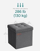 SONGMICS Storage Ottoman Set of 2 30x30x30 cm Dark Grey LSF028G41 view 5
