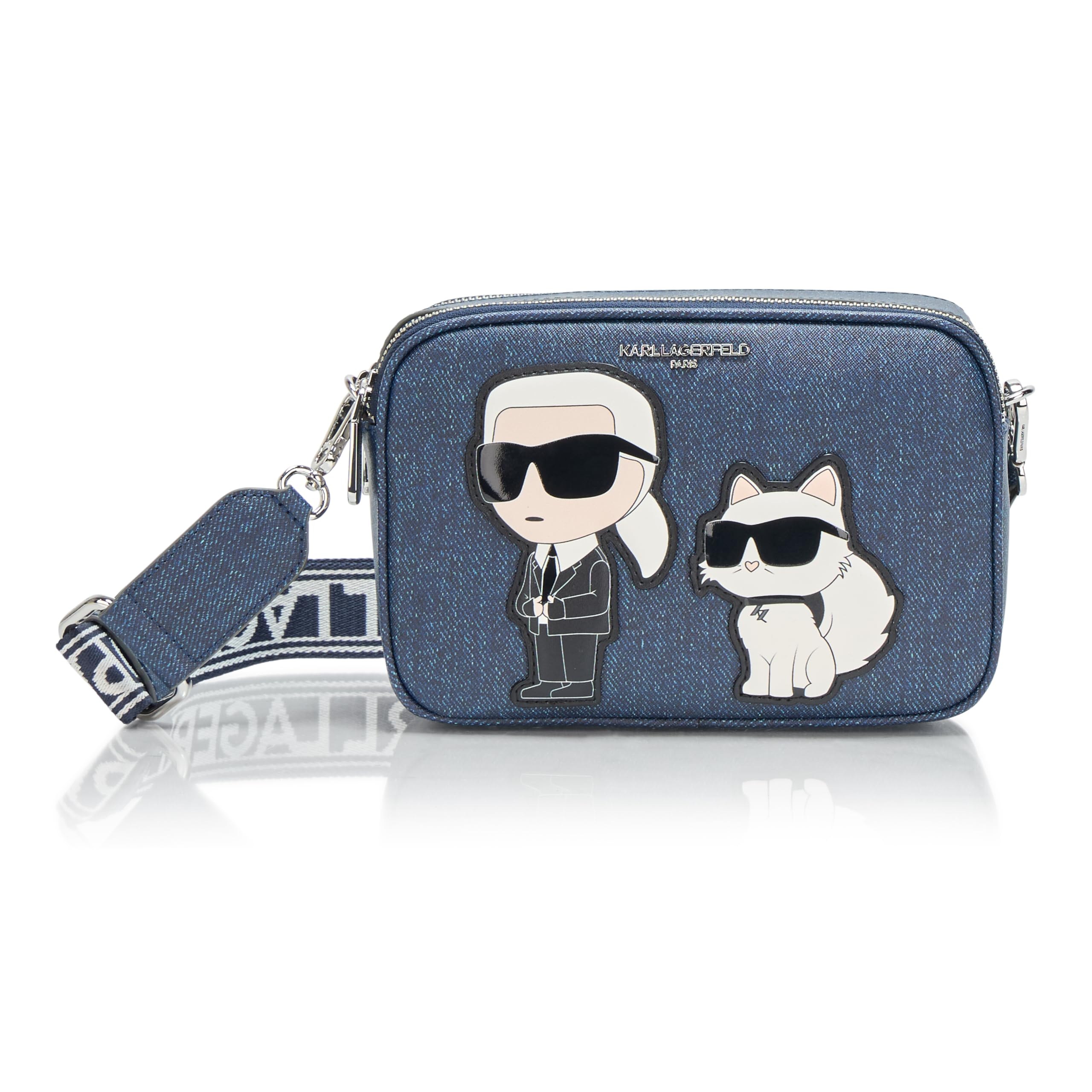KARL LAGERFELD Women’s Maybelle Choupette Crossbody, Denim, One Size