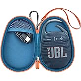 Protective Case Cover Bag for JBL Clip 5/4 Bluetooth Speaker, Portable Speakers Carrying Storage Organizer with Carabiner for Charger & Cable (Blue)