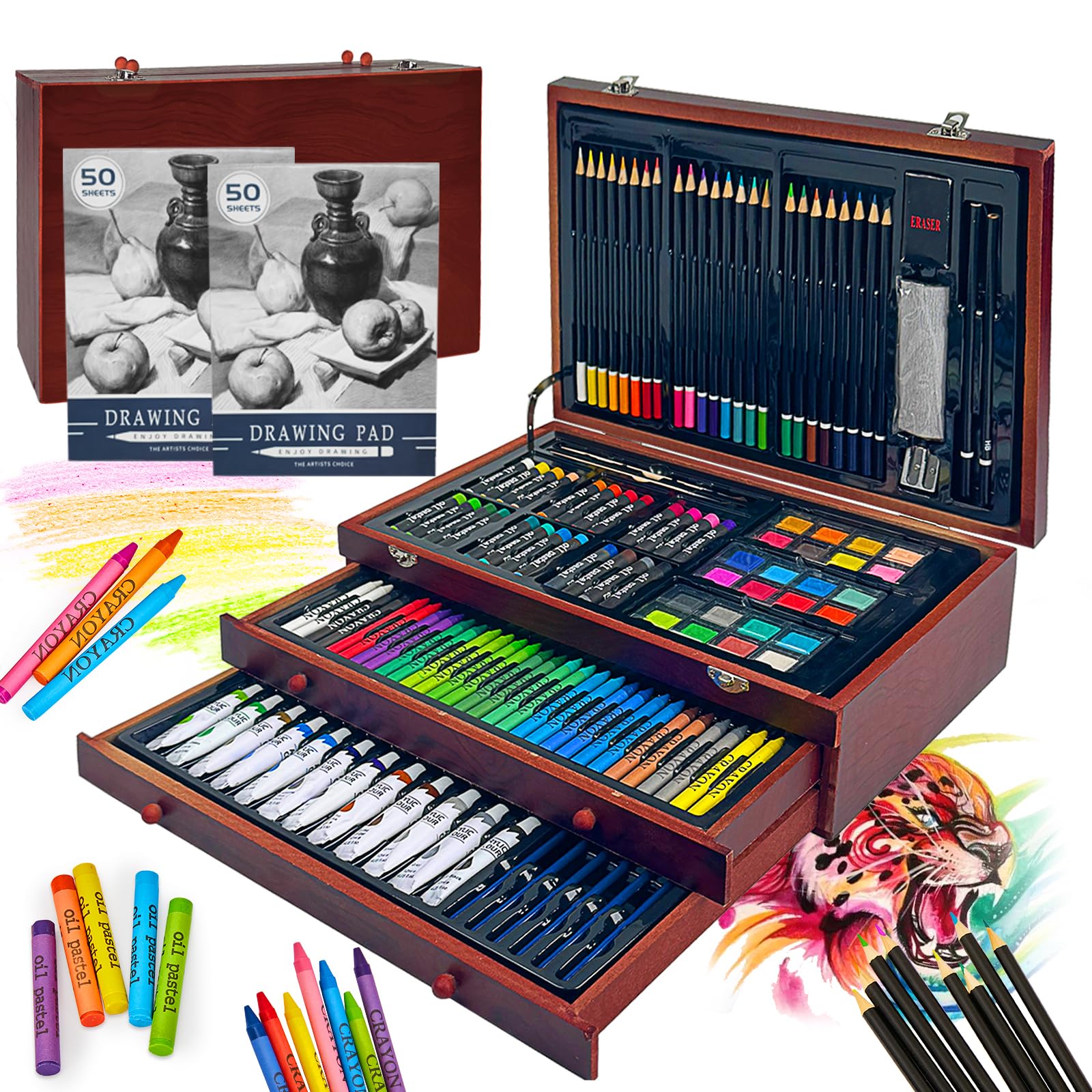 KINSPORY 175 PCS Art Set for Kids, Deluxe Painting Drawing Art Supplies Case Gift for Teens Boys Girls 4 5 6 7 8 9 10 11 12