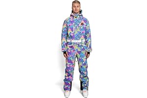 OOSC Future Shock Ski Suit Men | Stylish Retro Pattern | Waterproof, Breathable, Insulated | Recycled Polyester