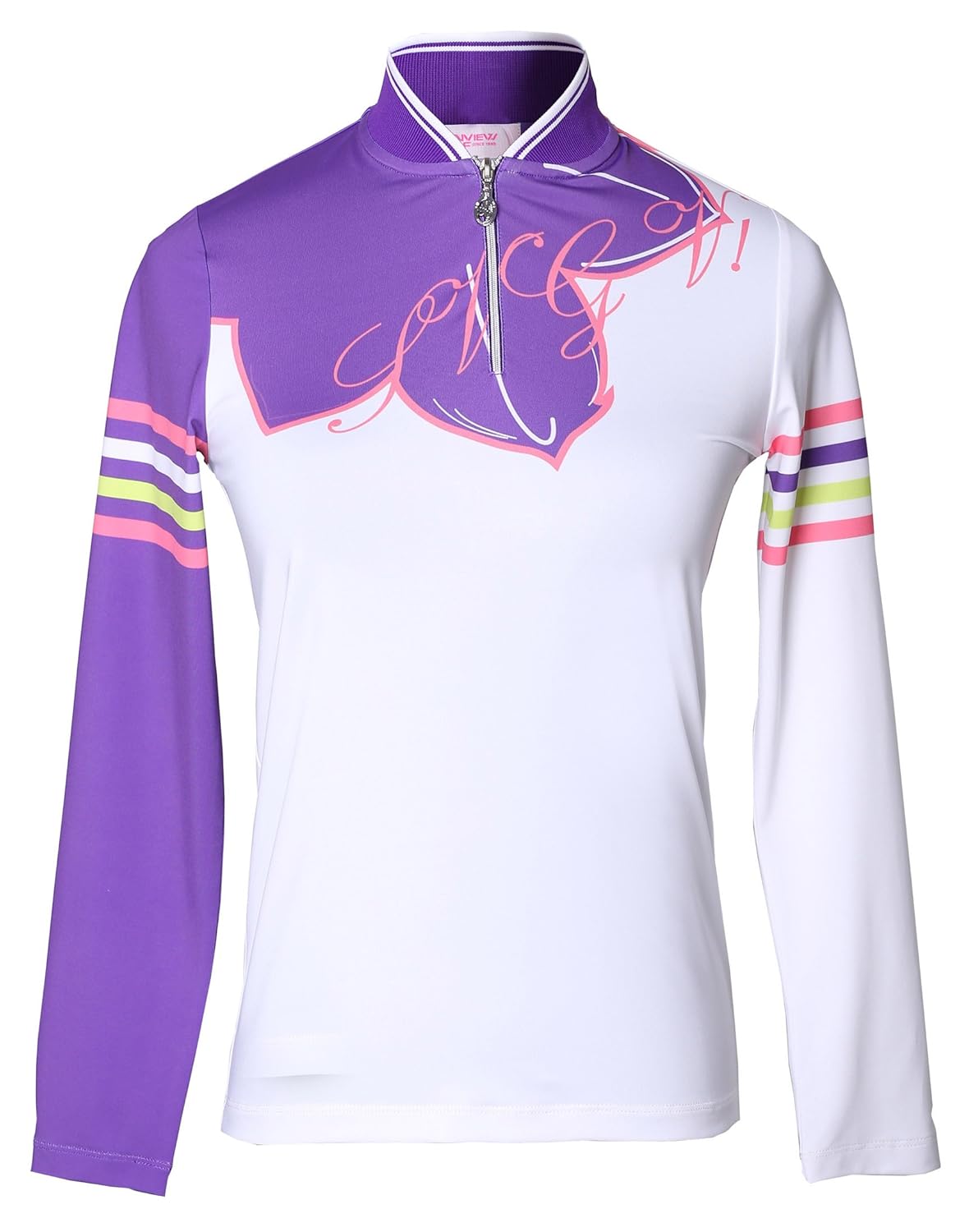 SunviewGolf Women's Stand Collar Golf Shirt Contrast Color