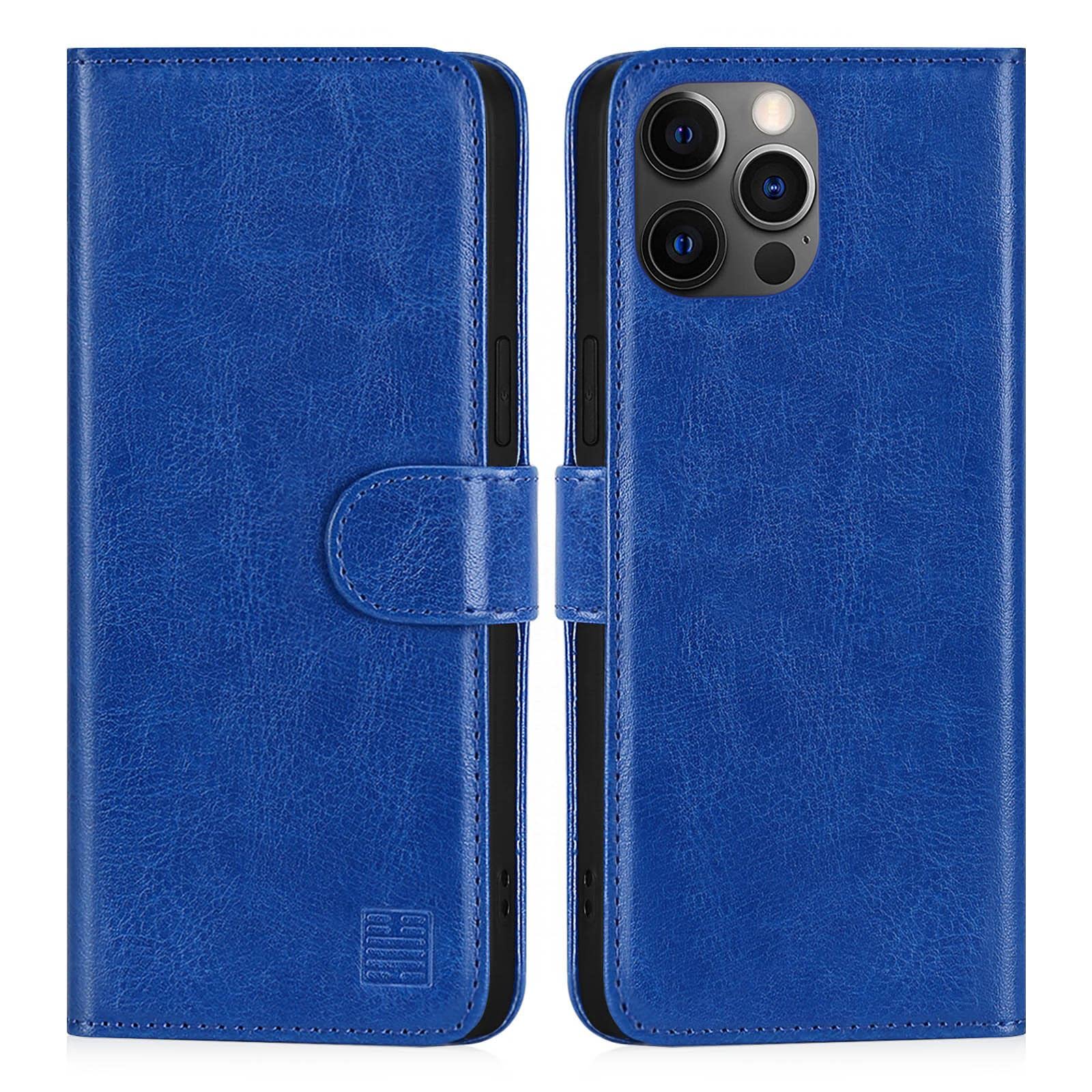 32nd Book Wallet PU Leather Flip Case Cover For Apple iPhone 12 Pro Max (6.7"), Design With Card Slot and Magnetic Closure - Deep Blue — image 1