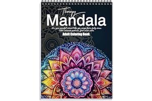 APOLYONE Mandala Coloring Book for Adults Relaxation, 24 Patterns Adult Coloring Books for Women Stress Relief, Inspirational Gift for Women & Men, Spiral Bound Mindfulness Coloring Book, Single-Sided Print