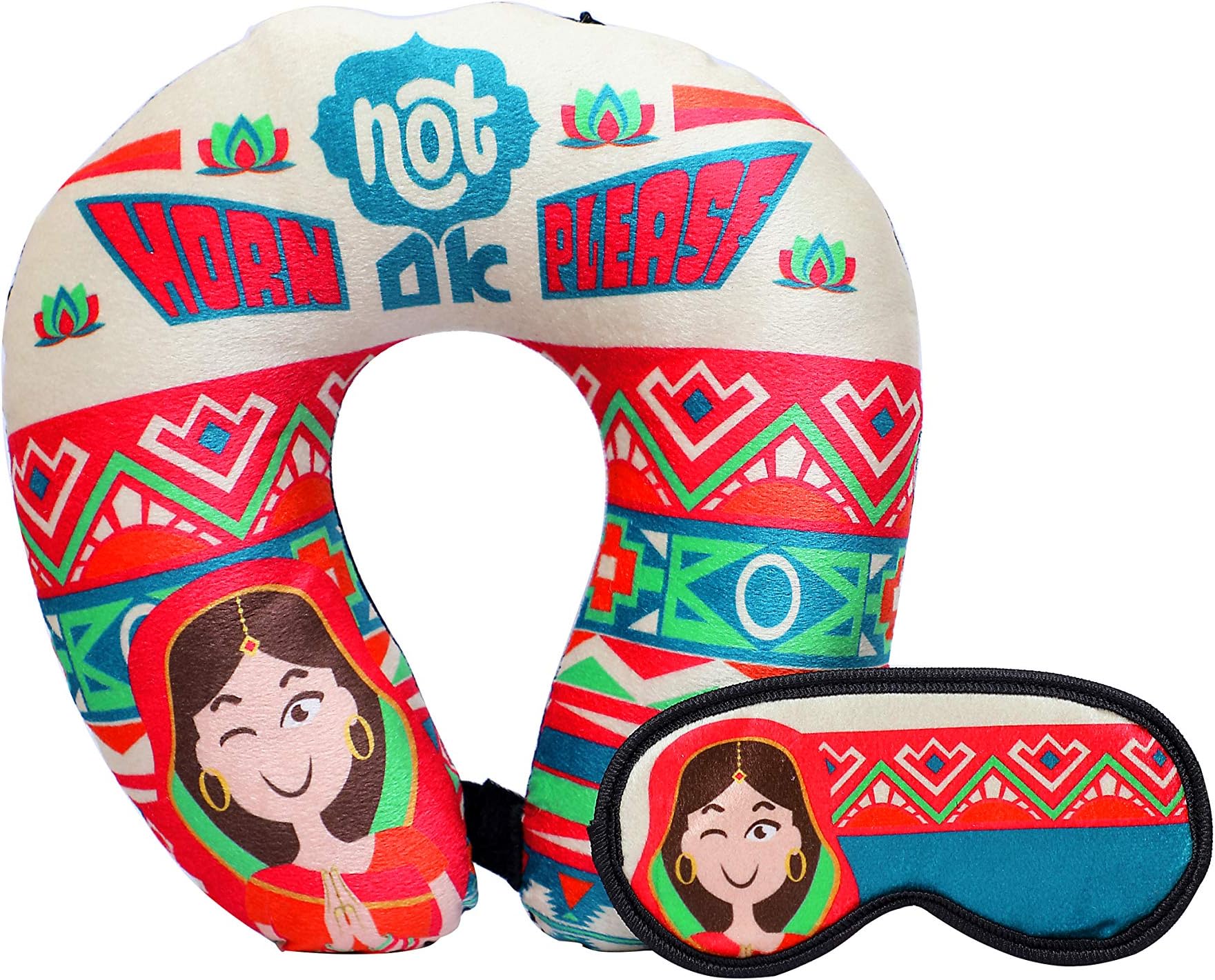 A Krazy Mug Set of Best Quality Neck Pillow and an Eye Mask Travel Combo I Travel Pillow U Shape for Neck Rest | Super Soft Eye Masks for Sleeping
