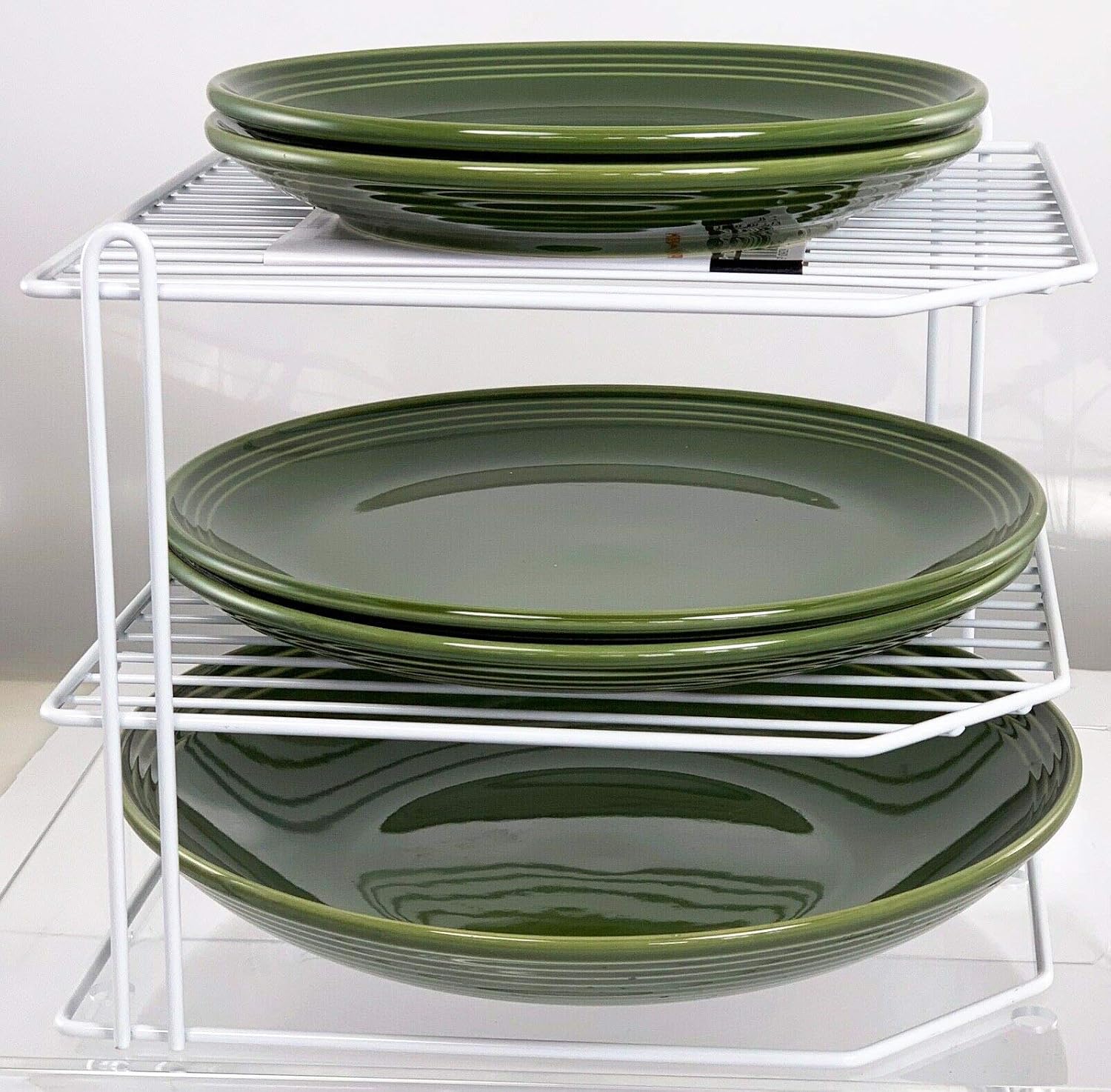 Buckingham 3 Tier White Corner Plate Rack Kitchen Cupboard Storage Organiser Premium Quality Dish Rack Space Saving Shelf Organiser for Bowls Plates & Mugs 28 cm - Image 3