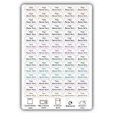 75 Personalized Waterproof Name Labels. Press and Stick Multi use Custom Name Labels. Customized 2 Lines of Text and Color. ID Identification Name Stickers with Permanent Self Adhesive.