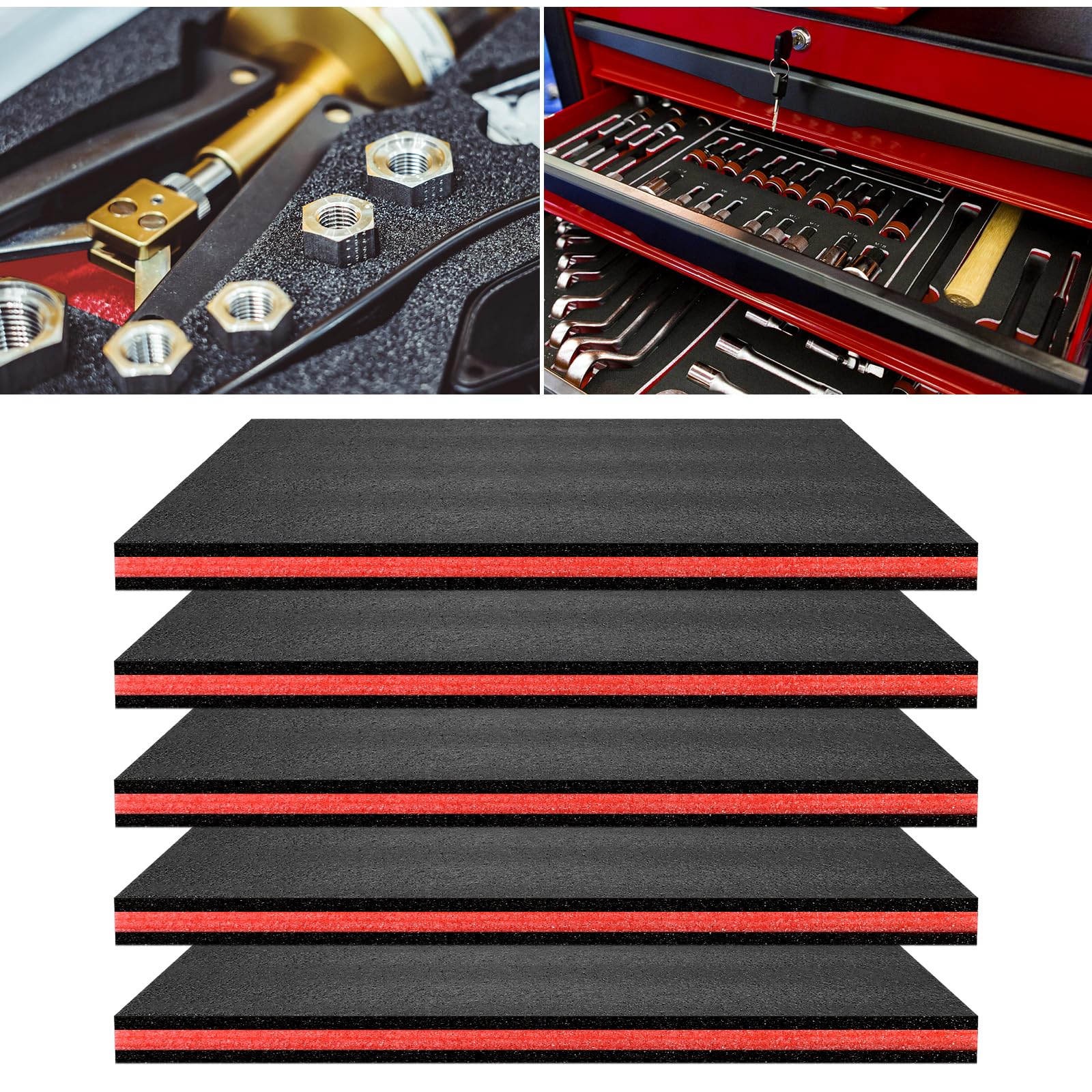 Photo 1 of 5 pcs Tool Box Foam 17.3x12x1 inch Tool Inserts for Cases Foam Sheets Box Organizer for Toolbox Cabinet Chest Drawer Storage Craft