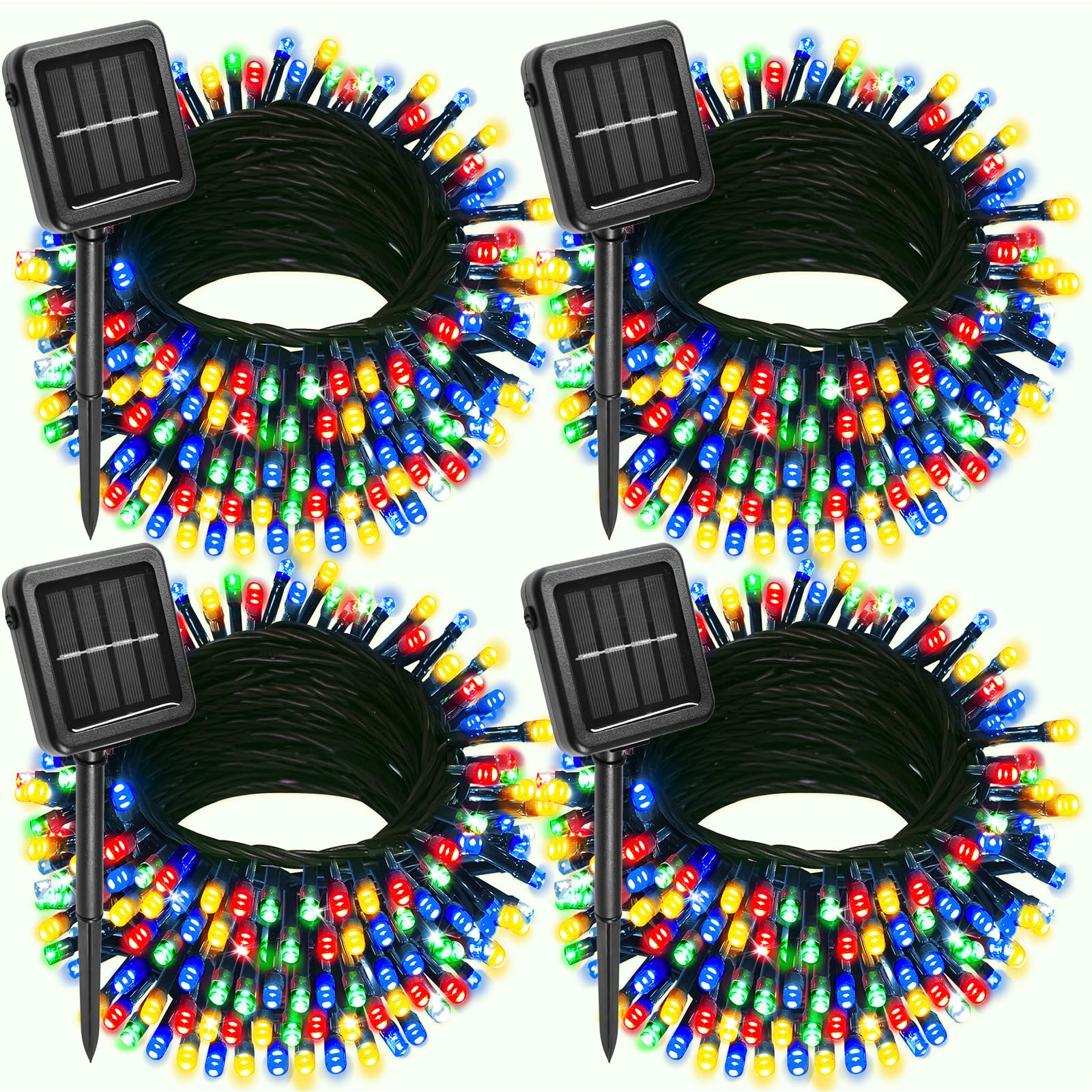 Photo 1 of 4 Pack Solar Christmas Lights Outdoor Waterproof, 132FT 400LED Solar String Lights Green Wire Fairy Lights, Solar Twinkle Lights with 8 Lighting Modes for Xmas Garden Decorations (Multicolor)