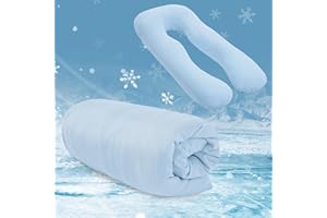 BALAPET Cooling Pregnancy Pillow Cover (ONLY Pillowcase), Q-Max 0.4 U Shaped Luxurious Smooth Maternity Pillow Cover with Hidden Zip, Cool Large Pillow Protector for Side Hot Sleeper, Blue, 61x31 in