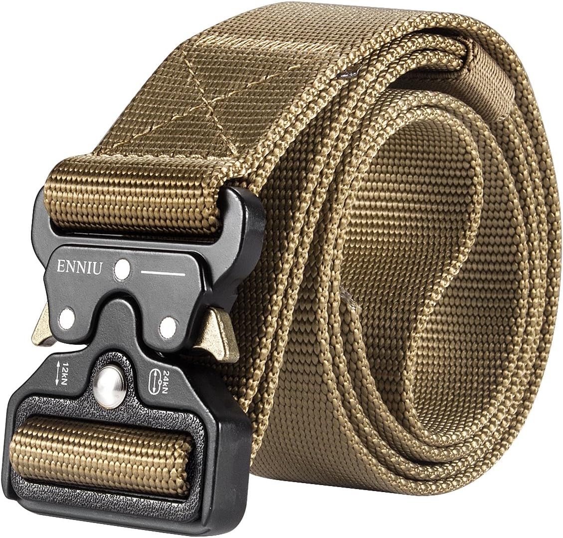 Motusamare Tactical Belt Heavy Duty Military Style Webbing Riggers Web Belt with 1.5" Metal Buckle