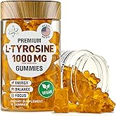 BioVit L Tyrosine Gummies - Activated Amino Acid L Tyrosine Supplement - Natural Focus, Mood and Energy Supplement for Kids & Adults - L-Tyrosine 1000MG per Serving, 500MG per Gummy - 60 Vegan Gummies