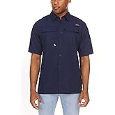 Swiss Alps Mens Short Sleeve Button Down Sun Protection UPF 30+Shirt Quick Dry Cooling Fishing Shirts Casual Summer Tops