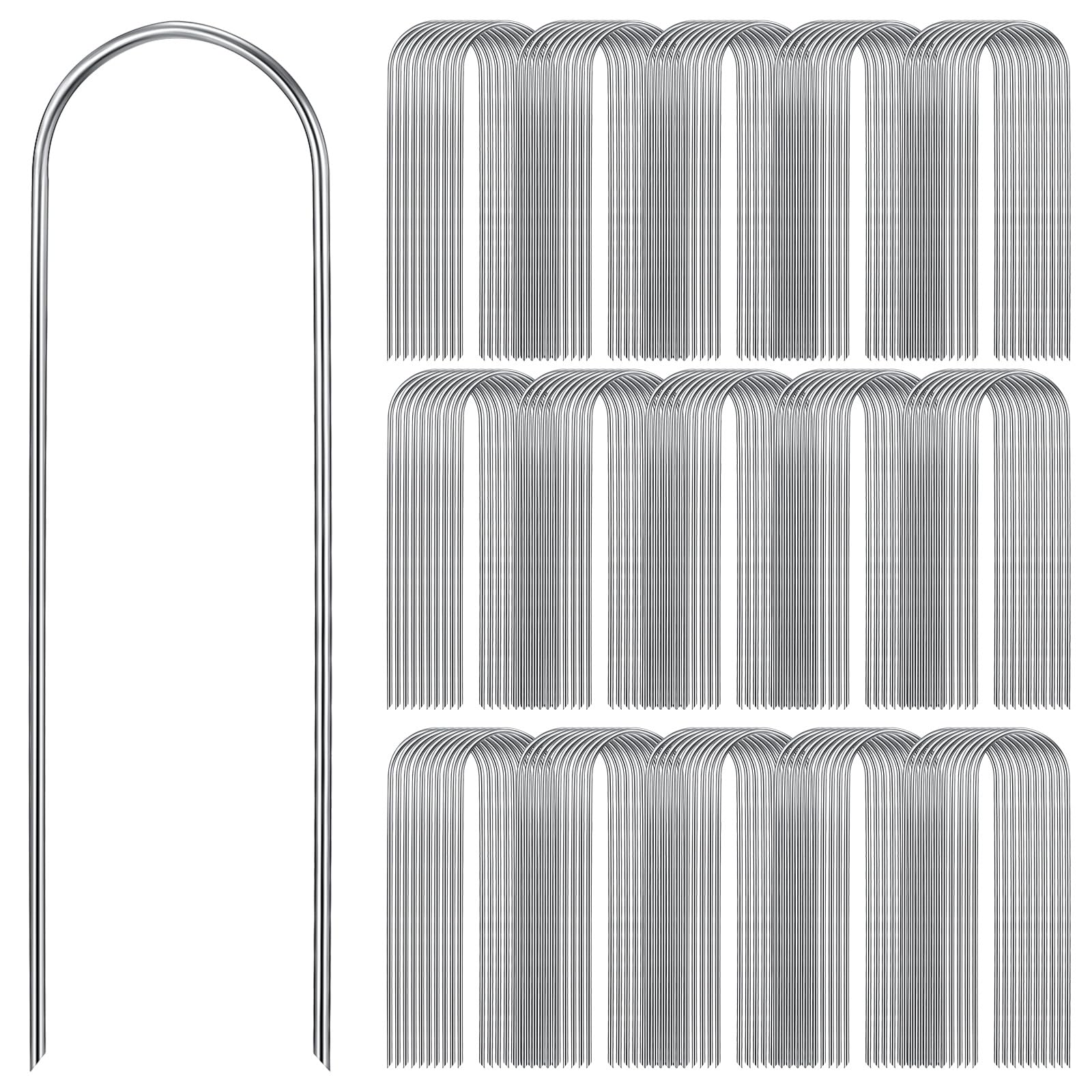 Photo 1 of Tandefio 200 Pack Drip Irrigation Tubing Stakes 6 Inch Garden Pins Landscape Staples Securing Pegs Galvanized Lawn Yard U Pegs for Hose, Chicken Wire, Weed Barrier Fabric, Dog Fence