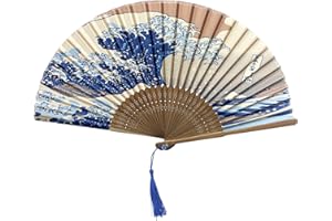 YARRD Folding Hand Fan for Women Wooden Folding Bamboo Gan Hand Fans for Women Foldable Paper Silk Accessories for Weddings Chinese Japanese Decor for Home
