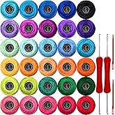 COLORED BIRD Size 3 Crochet Thread Kit Cotton Threads Balls kit 30 Popular Rainbow Colors with Free Set of 2 Crochet Hooks and 2pcs Knitting Needles for Beginners and Experienced Crochet Enthusiast