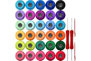 COLORED BIRD Size 3 Crochet Thread Kit Cotton Threads Balls kit 30 Popular Rainbow Colors with Free Set of 2 Crochet Hooks and 2pcs Knitting Needles for Beginners and Experienced Crochet Enthusiast
