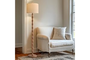 BOBOMOMO 62" Rustic Floor Lamp for Living Room, Retro Farmhouse Floor Lamp Rotary Switch, Resin Standing Lamp for Living Room, Corner, Dining Room, Bedroom, House