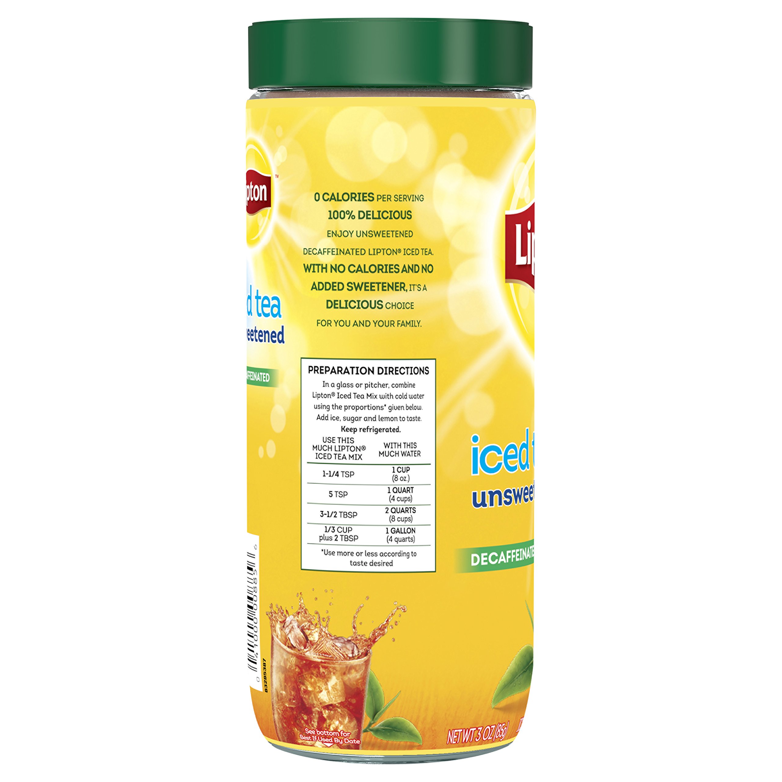 Lipton Black Iced Tea Mix, Decaffeinated Unsweetened, 30 qt (Pack of 6