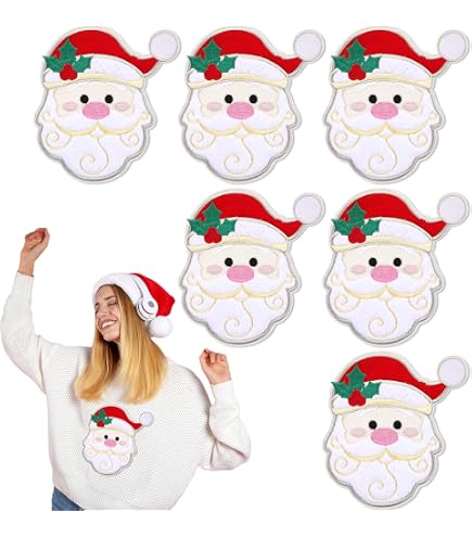Patch Ricamato Babbo Natale – 7,6 Cm, Da Stirare O Cucire, Decorazione Natalizia
