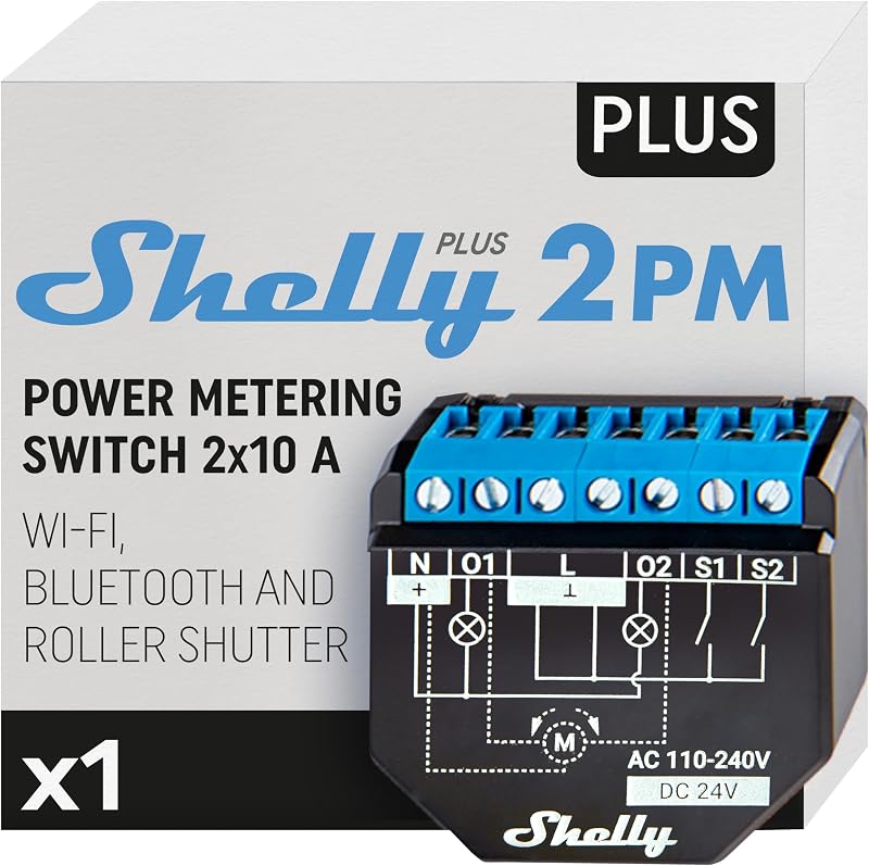 Shelly Plus 2PM 16A Two-Channel Smart Switch with Power Metering