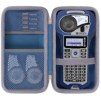 Baval Label Printer Case Compatible with Brady M210/M210-LAB/BMP21-PLUS Portable Label Printer(Blue Case,Gray Zipper)