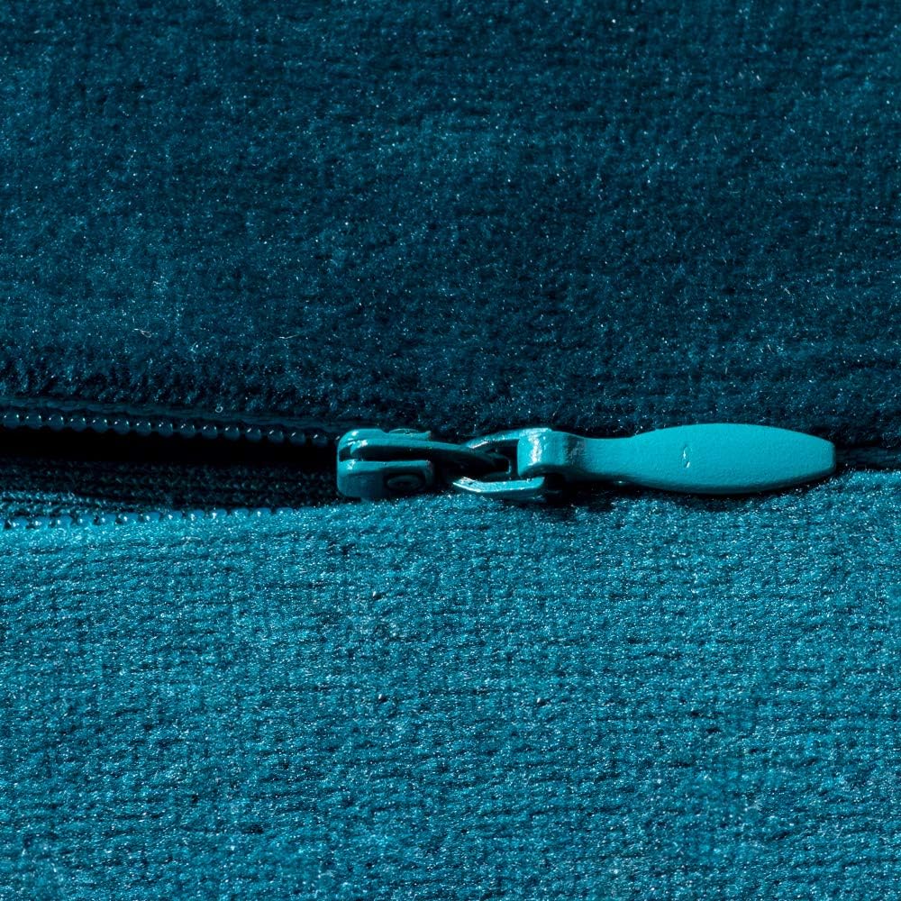 DEZENE Throw Pillow Cases 18x18 Teal: 2 Pack Cozy Soft Velvet Square Decorative Pillow Covers for Farmhouse Home Decor: Home & Kitchen