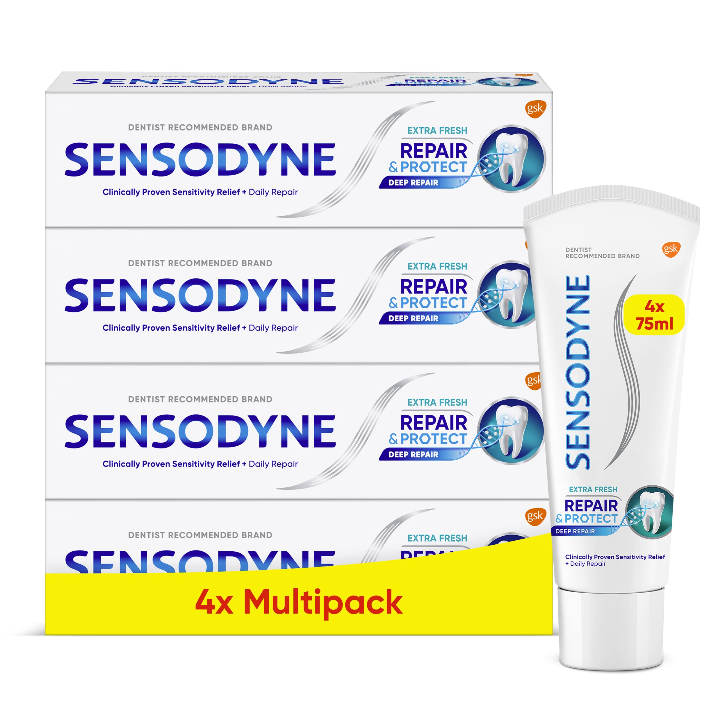 Sensodyne Sensitive Toothpaste Repair & Protect Extra Fresh 4x75 ml