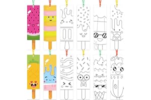 X1ZUUE 75Pcs Ice Cream Color Your Own Bookmarks for Kids Summer Ice Cream Theme DIY Coloring Blank Bookmark Classroom Art Craft Supplies for Teachers Students Birthday Gift Party Reward Goodie Fillers