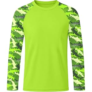 Roadbox Boys' Rash Guard Long Sleeve, UPF 50+ Toddler Kids Youth Swim Shirt | UV Sun Protection SPF Water Shirts for Swimming