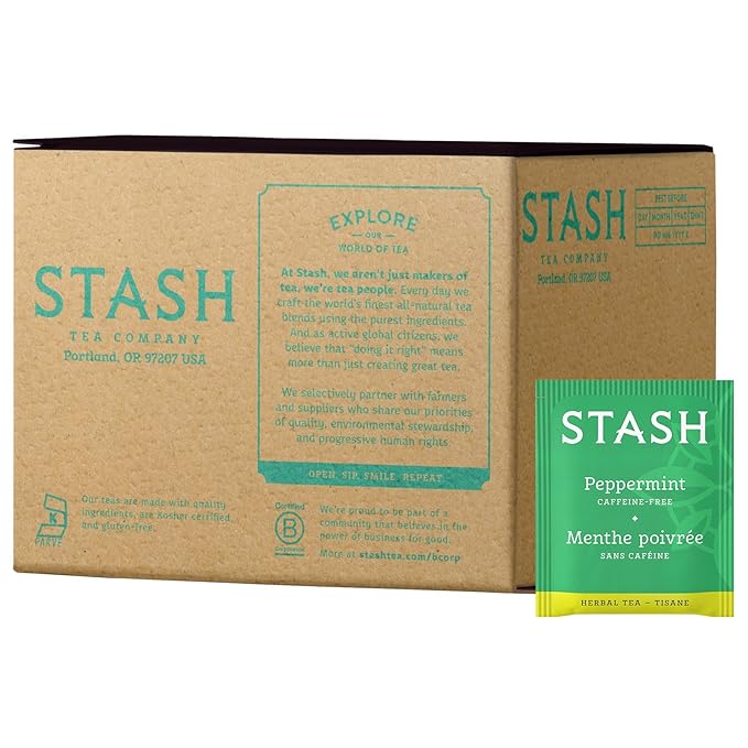 Stash Tea Peppermint Herbal Tea 100 Count Box Of Tea Bags Premium Herbal Tisane Minty Refreshing Herbal Tea Enjoy Hot Or Iced