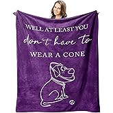 Peliny Chrid Get Well Gifts for Women/Men Blanket Purple 60"X50", Get Well Gifts for Women After Surgery, Get Well Soon Gifts for Men, at Least You Dont Have to Wear A Cone Throw Blankets