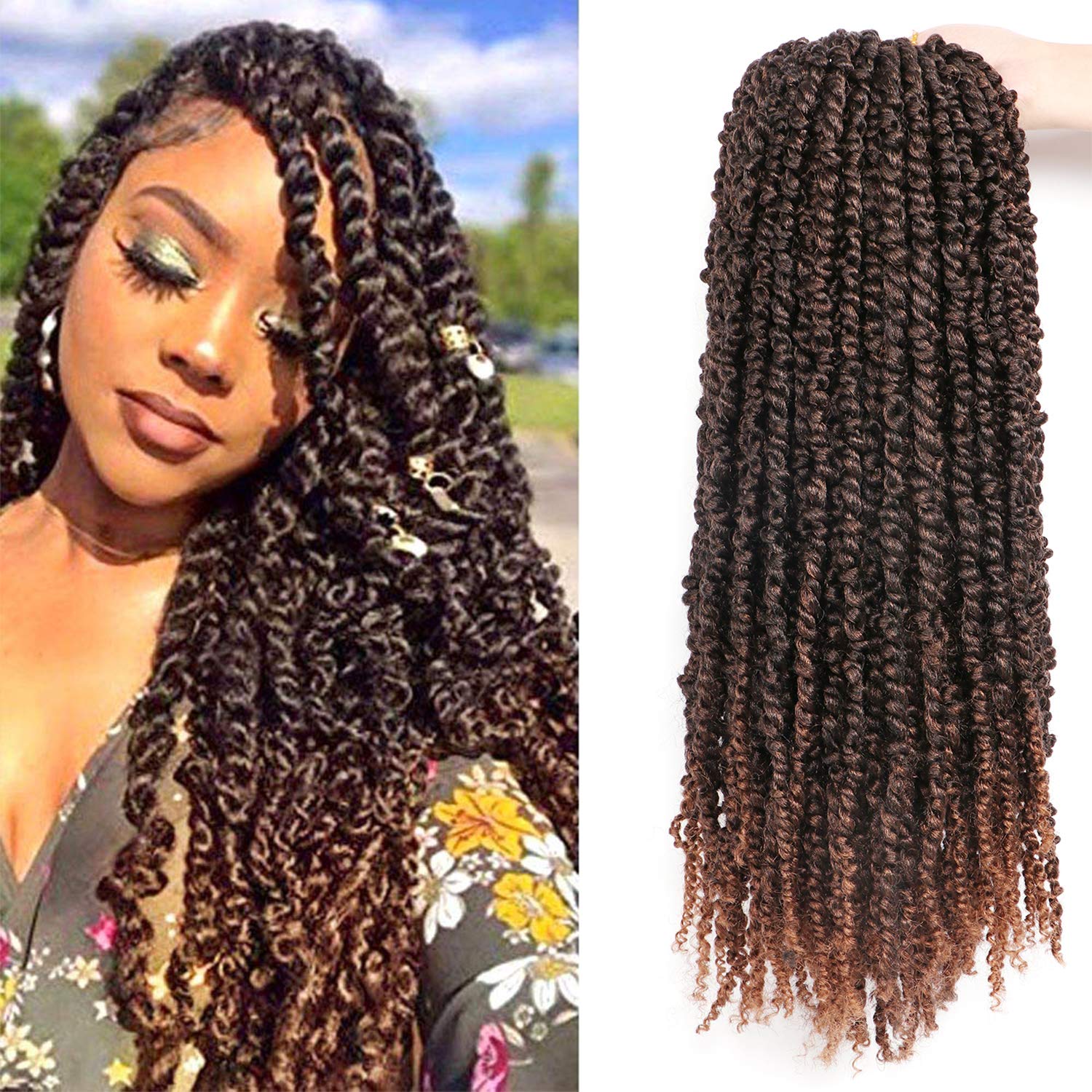 Passion Twist Braiding Hair Extnsions Crochet Braids Hair Extensions for Braiding Crochet Hair Extensions for Black Women(20 Inch (Pack of 8), #1B/30)