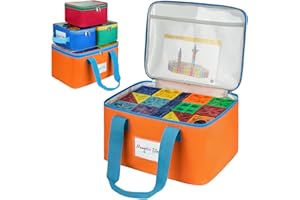 ZIOZERTT 4 Packs Magnetic Tiles Storage Bags,Magnetic Tiles Storage Bin,Toy Organizer Case with Mesh Pocket and Tag Pocket for Magnet Building Tiles,Board Game,Puzzle and Lego Bricks