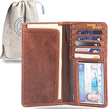 Leather Long Wallet for Men | Brown Bifold Rodeo Wallet & Checkbook Cover | Gift
